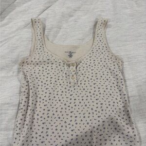 Brandy Melville Cream Fitted Tie Front Tank Top